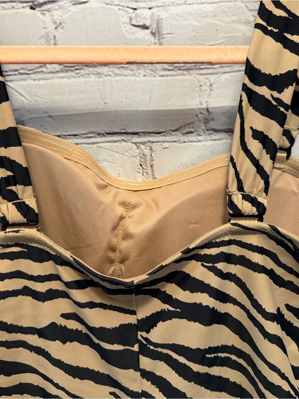 Serra Zebra-Print One-Piece Swimsuit in Beige and Black - Picture 4 of 5